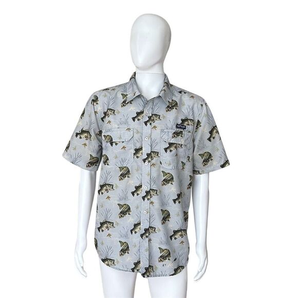 Realtree Fishing Other - Realtree Fishing Men's Gray Fish Print Button-Up Shirt Size L